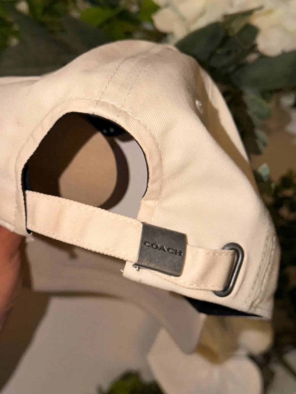 Coach White Baseball Cap with Embroidered Logo